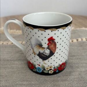 Vera Bradley Rooster Mug - Black, White, Red, Blue